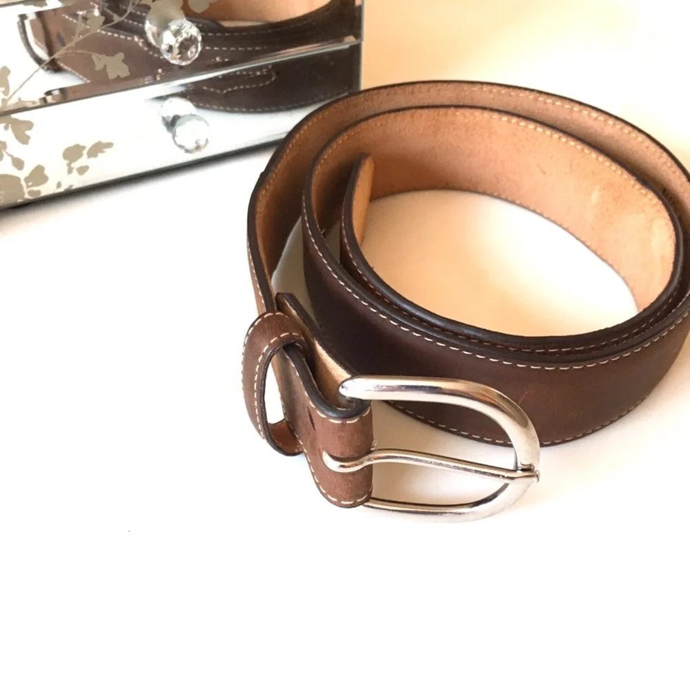 OVERLAND Silver Creek Classics Brown Leather Western Belt 34